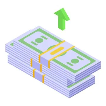 Stack of money increasing with up arrow indicating financial success Stock Illustration