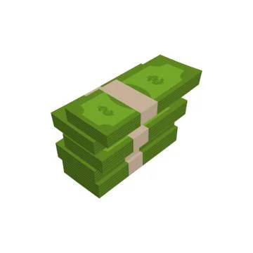 Stack of money isolated. pile of cash on white background Stock Illustration