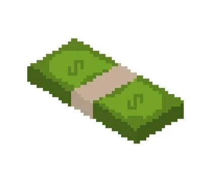 Stack of money pixel art. pile of cash pixelated. Dollars isolated Illustrazione stock
