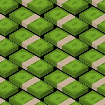 Stack of money seamless pattern. Cash background. tutu of dollars ornament. F Stock Illustration