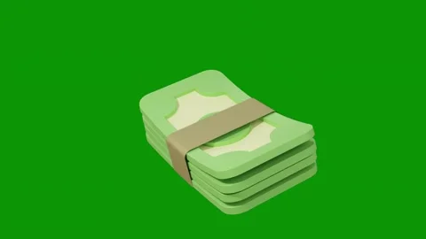 Stack money sitting top green background piece paper cardboard box green screen Stock Footage 314063781