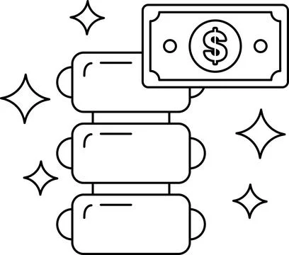 A stack of money is on top of a stack of boxes Illustrazione stock