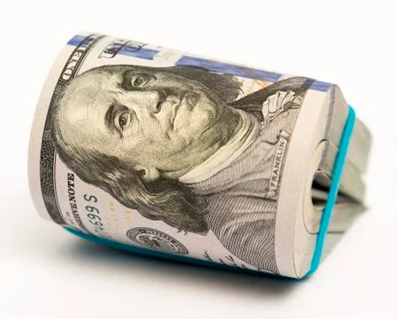Stack of money in US dollars cash banknotes Stock Photos