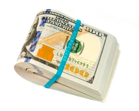 Stack of money in US dollars cash banknotes Foto stock