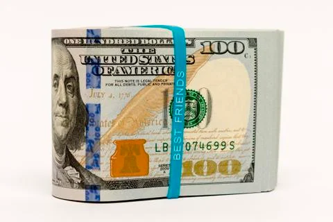 Stack of money in US dollars cash banknotes Stock Photos