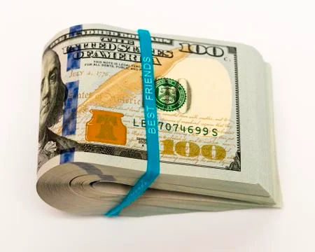 Stack of money in US dollars cash banknotes Stock Photos