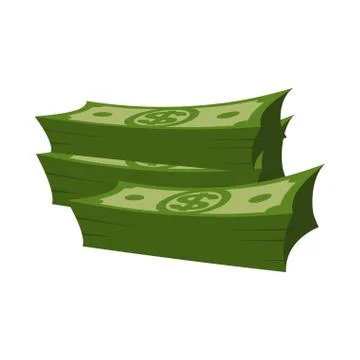 Stack of money on white background. Lot of cash. pile of dollars isolated Stock Illustration