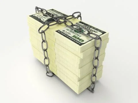 Stack of money wrapped chain Stock-Illustration