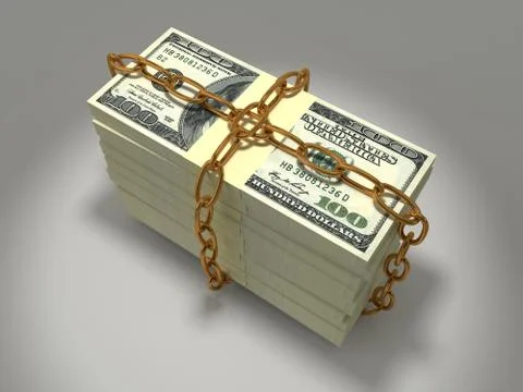 Stack of money wrapped chain Stock Illustration