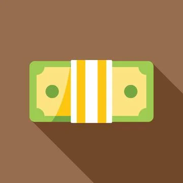 Stack of money wrapped with yellow and white striped ribbon on brown backgrou Stock Illustration