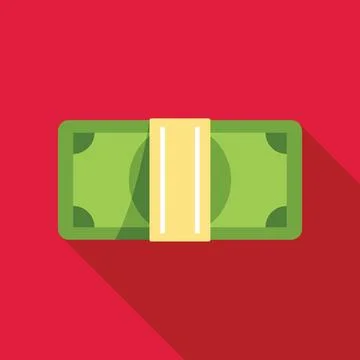 Stack of money wrapped with yellow paper on red background Stock Illustration