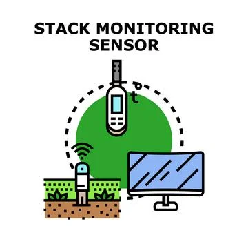 Stack monitoring sensor system for environmental analysis Stock Illustration
