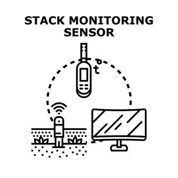 Stack monitoring sensor system for environmental analysis Stock Illustration