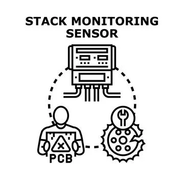Stack monitoring sensor system with maintenance concept Stock Illustration