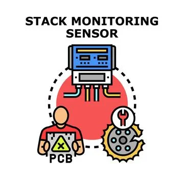 Stack monitoring sensor system with maintenance concept Stock Illustration
