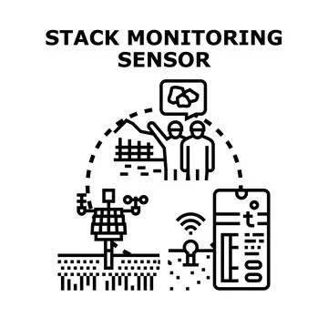 Stack monitoring sensor system measuring environmental data Stock Illustration