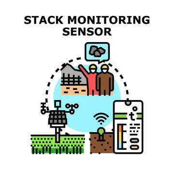 Stack monitoring sensor system measuring environmental data Stock Illustration