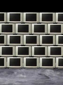 Stack of monitors televisions or displays Stock Photos