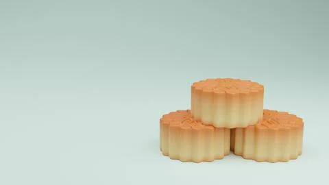 Stack of Moon cake,brown baked Chinese.Mid Autumn Festival element isolated b Stock Illustration