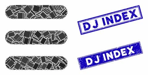 Stack Mosaic and Grunge Rectangle Dj Index Stamp Seals イラスト素材