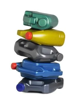 Stack of Motor Oil Containers Stock Photos