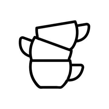 The stack of mugs icon vector outline illustration Stock Illustration
