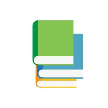 Stack of multi colored books. Simple cartoon icon on white Stock Illustration