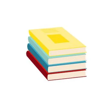 Stack of multi colored books on white background. Flat vector illustration. 스톡 일러스트