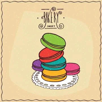 Stack of multi-colored French cookies macaron Stock Illustration