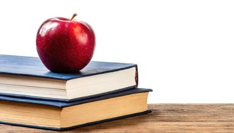 Stack of multi colored school books isolated on white background with copy .. Stock Photos