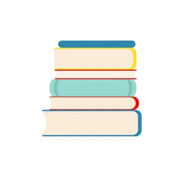 Stack of multicolor books on white background. Flat Vector Illustration. Illustrazione stock