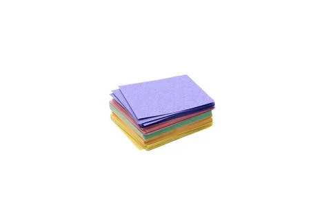 Stack of multicolor sticky note pads isolated on white Stockfoto's