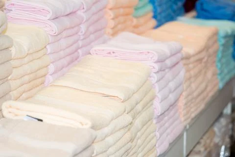 Stack of multicolored bath towels Stock-Fotos