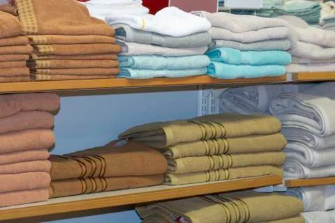 Stack of multicolored bath towels Stock-Fotos