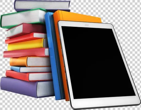 Stack of multicolored books and a tablet. Education concept, back to school Stock Illustration