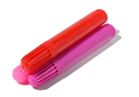 Stack of multicolored felt-tip pens isolated on white background Stock Photos