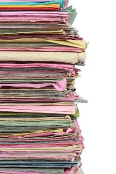 Stack of multicolored folders Stock Photos