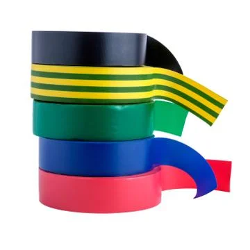Stack of multicolored insulating tapes roll Stock Photos