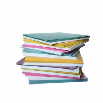 A stack of multicolored note papers isolated on a transparent background. Stock Photos