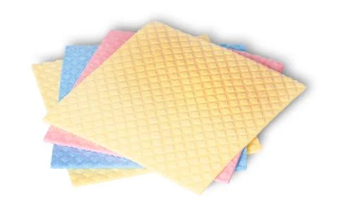 Stack of multicolored sponges for dishwashing Stock Photos
