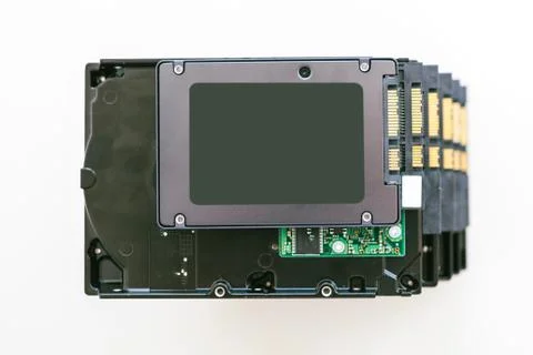 Stack of multiple HDD with one SSD Stock Photos