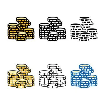 Stack multistyle coin cash bank color icon vector Stock Illustration