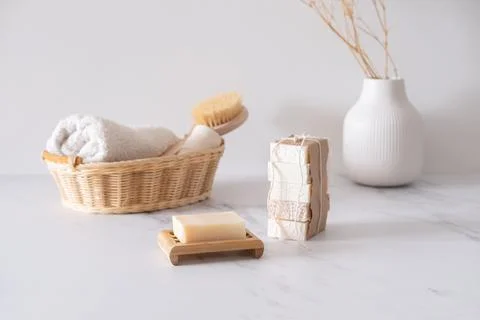A stack of natural organic handmade soap Stock Photos