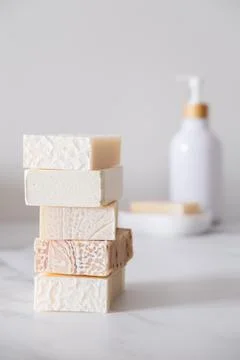A stack of natural organic handmade soap Stock Photos