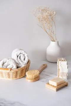 A stack of natural organic handmade soap Foto stock