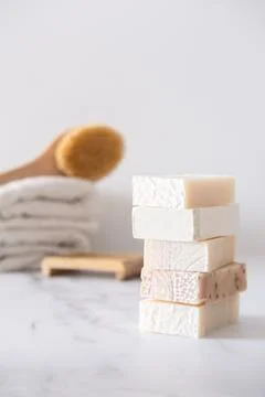 A stack of natural organic handmade soap Stock Photos
