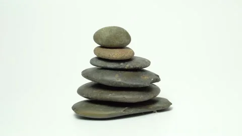 Stack of nature black stones balancing Vidéo 188210896