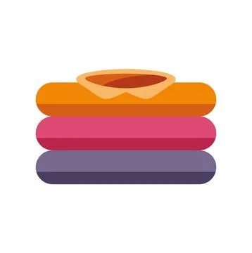 Stack of neatly folded shirts in various colors for laundry or storage Stock Illustration