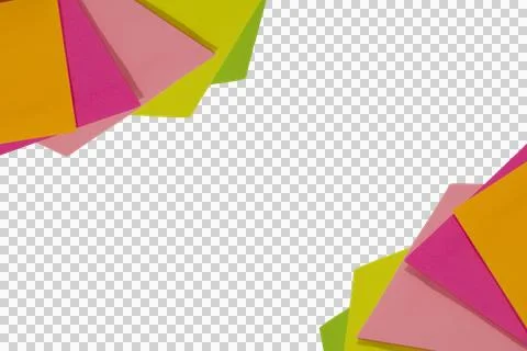 Stack of neon-colored sticky notes arranged in corners, creating a frame Stock Photos