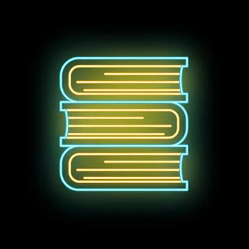 Stack of neon glowing books icon representing education Stock Illustration